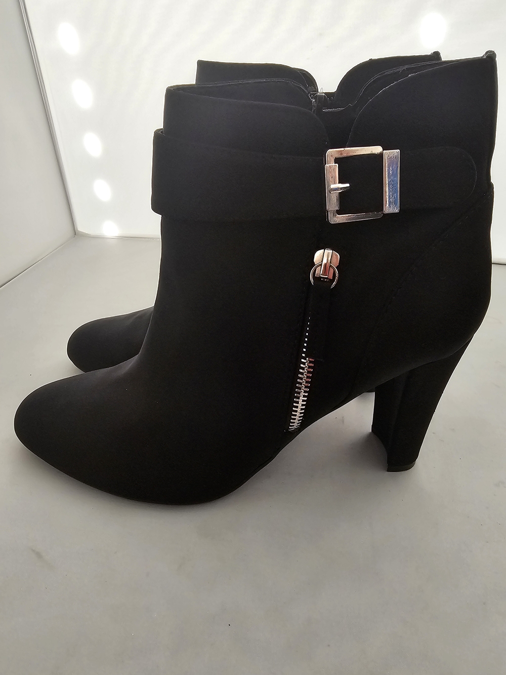 NWT- Unisa Black Ankle Booties with Side Zipper and Buckle
